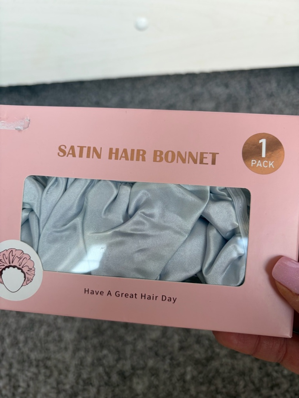 Satin Hair Bonnet - Silver Gray - 1 Pack
